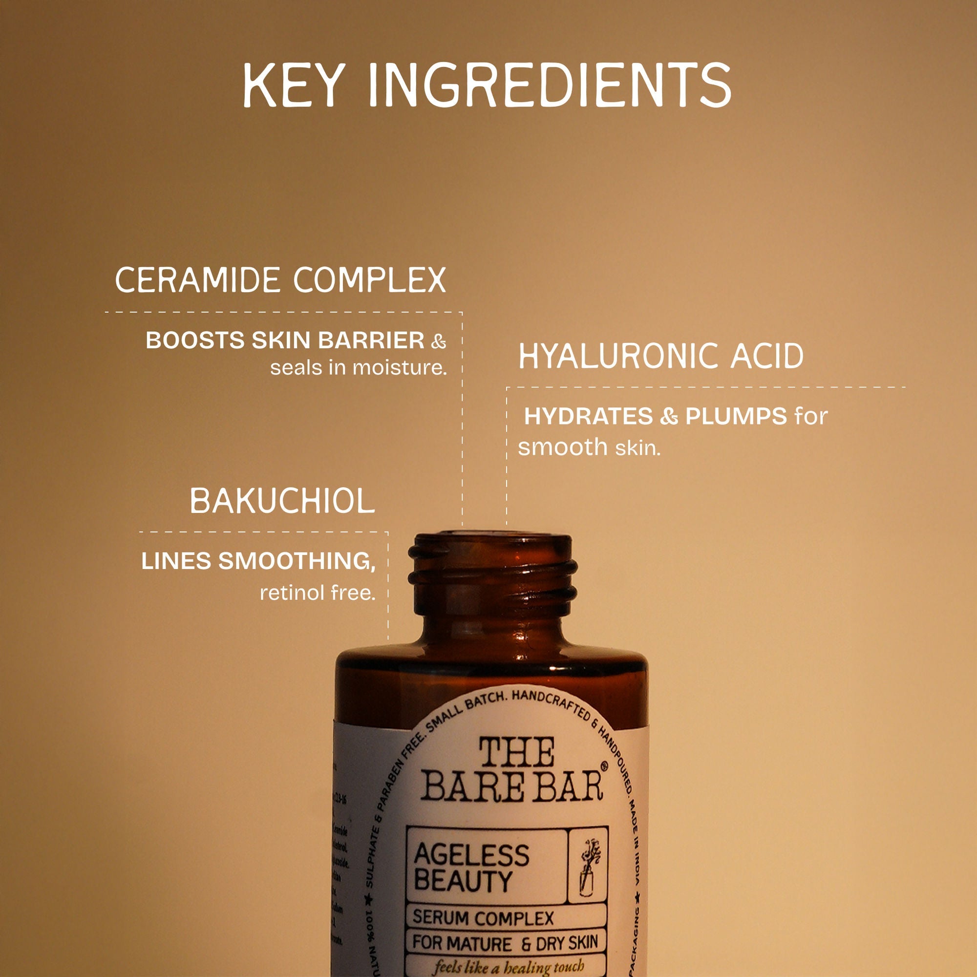 The Bare Bar Ageless Beauty Serum With Bakuchiol & Ceramides | Grocsy