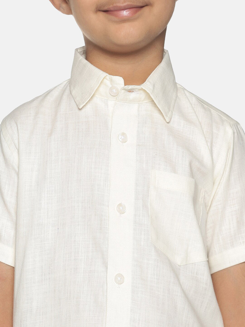 Sethukrishna Boys Cream-Coloured & Gold-Coloured Shirt with Dhoti | Grocsy
