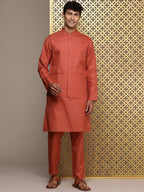 House of Pataudi Men Jashn Kurta & Trousers With Nehru Jacket | Grocsy