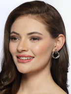 NVR Women's Western Silver Plated Circular Metal Hoop Earrings | Grocsy