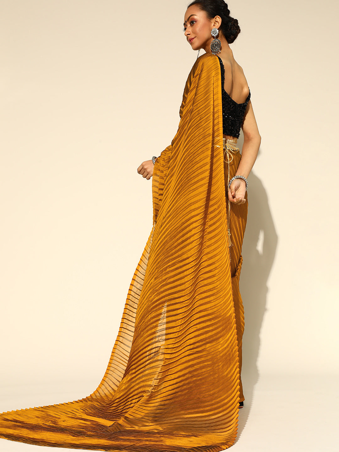 Saree Mall Mustard Party Wear Saree with Matching Blouse | Grocsy