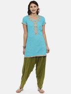 Souchii Olive Green Woven Design Patiala | Grocsy