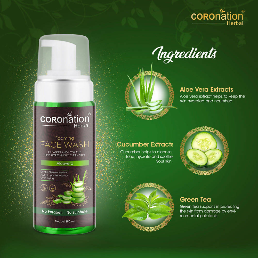 Coronation Herbal Aloevera Foaming Face Wash | Grocsy