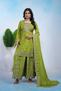 Joban Fashion Green Silk Embroidered Sharara Set | Grocsy