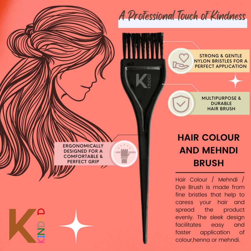 KINDED Multipurpose Black Hair Color and Mehndi Brush Set of 2 | Grocsy