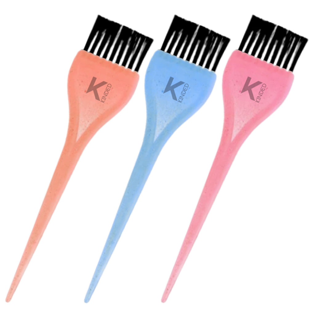 KINDED Multipurpose Pink Orange Blue Hair Color and Mehndi Brush Set of 3 | Grocsy