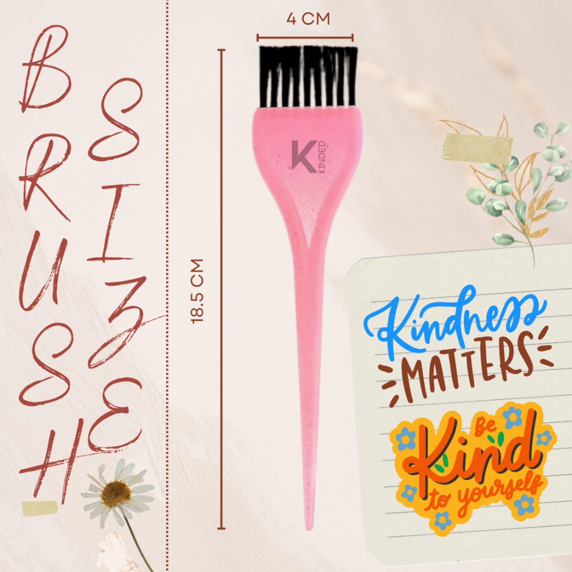 KINDED Multipurpose Pink Orange Blue Hair Color and Mehndi Brush Set of 3 | Grocsy