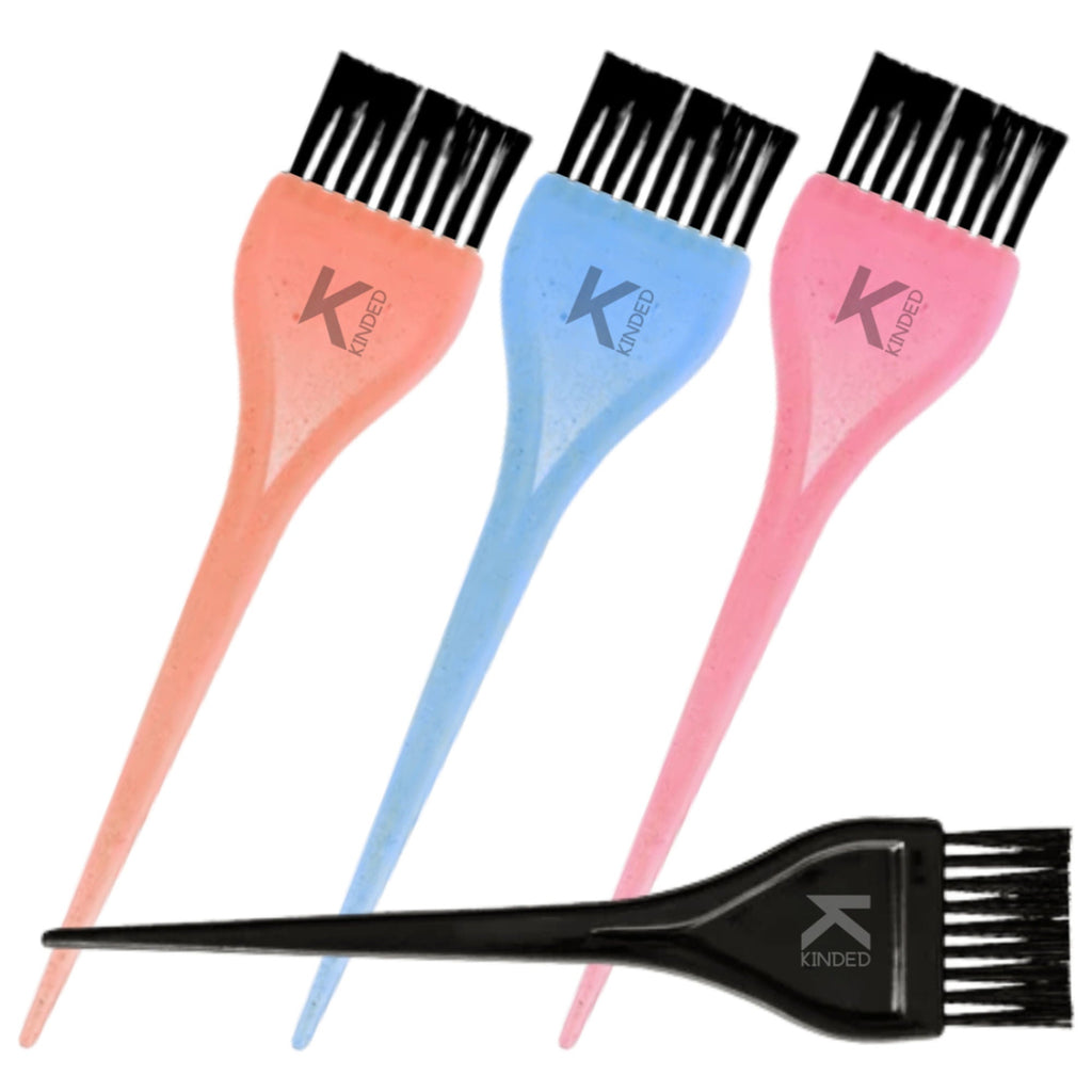 KINDED Multipurpose Black Pink Orange Blue Hair Color and Mehndi Brush Set of 4 | Grocsy