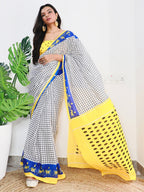 Saree Mall Checked Pure Cotton Bagh Sarees | Grocsy