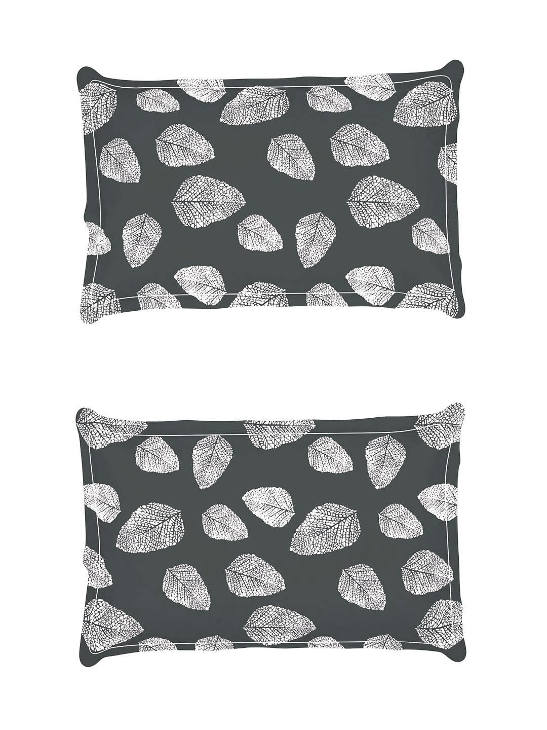 Story@home Arena Grey & White Floral Printed 180 TC Bedsheet & Pillow Covers | Grocsy