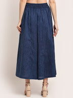 TAG 7 Women Navy Blue Indigo Floral Print Flared Palazzo | Grocsy