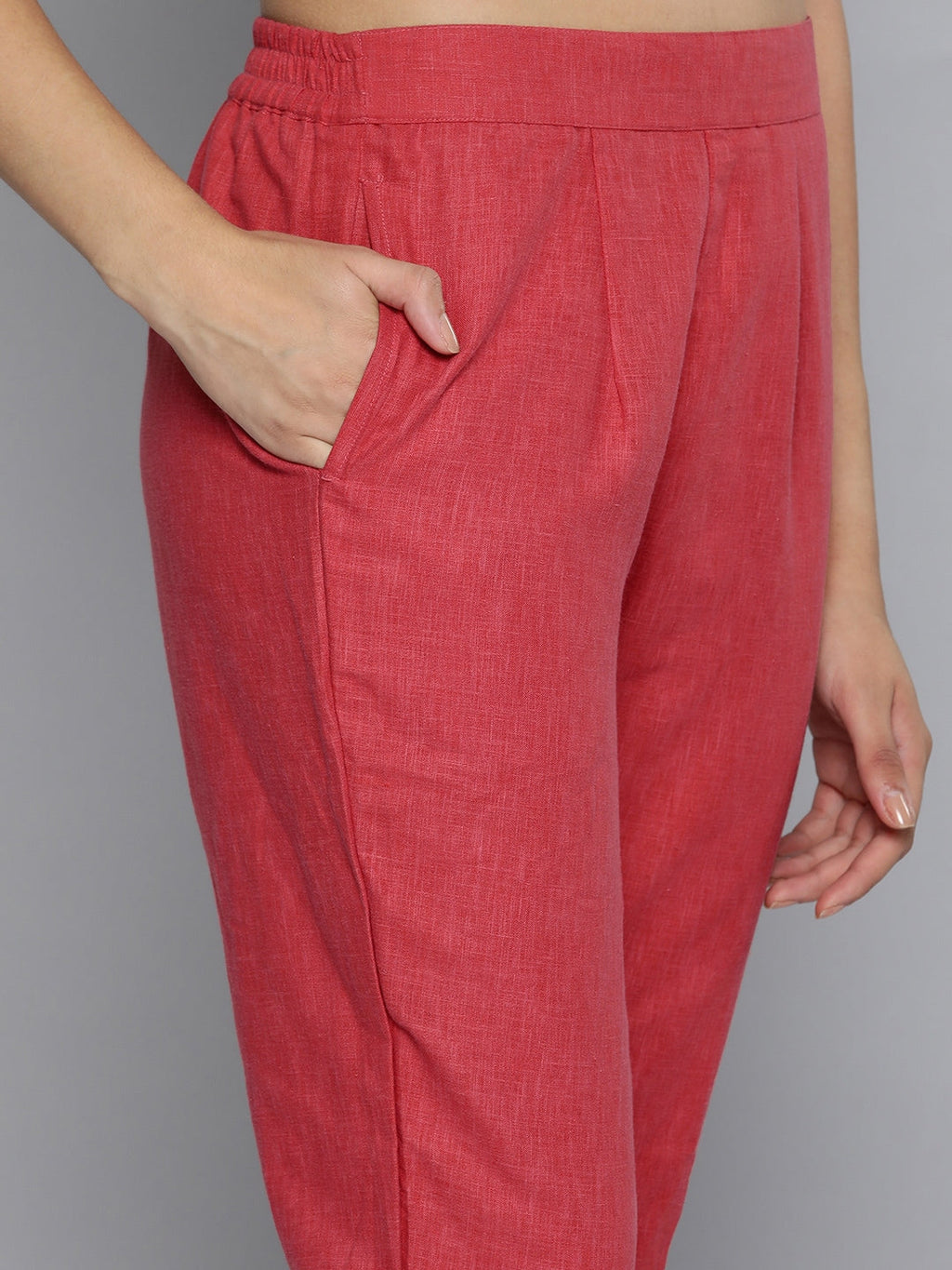 HERE&NOW Women Yoke Design Pure Cotton Kurta & Trousers with Dupatta | Grocsy