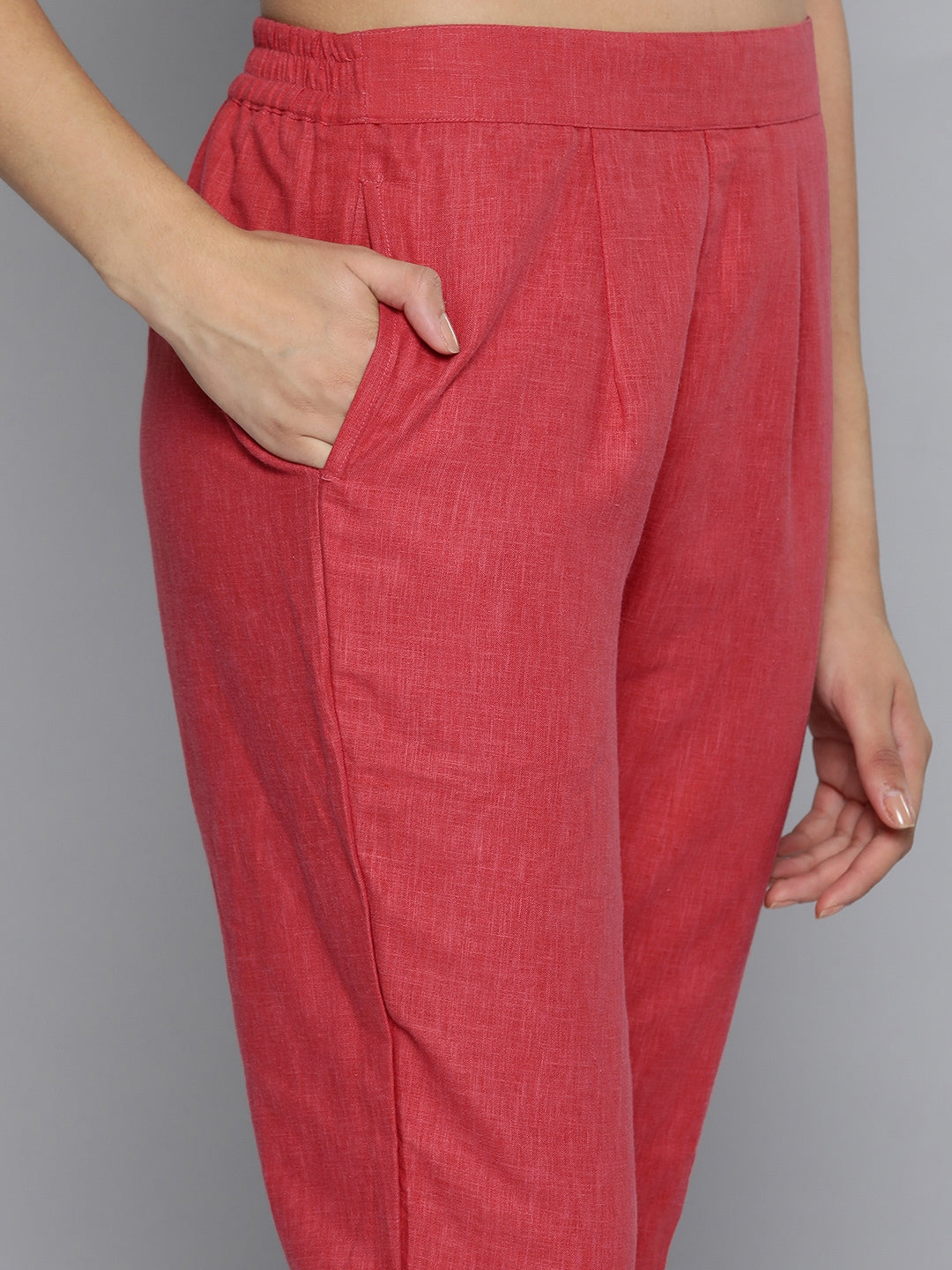 HERE&NOW Women Yoke Design Pure Cotton Kurta & Trousers with Dupatta | Grocsy