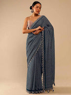 Sangria Ethnic Motifs Printed Embellished Saree | Grocsy