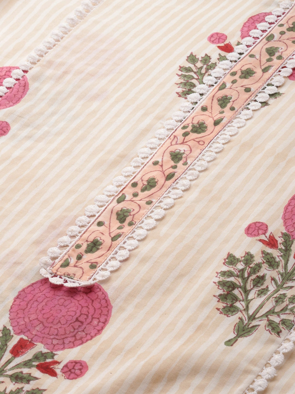 HERE&NOW Floral Printed Panelled Pure Cotton Kurta with Salwar & With Dupatta | Grocsy