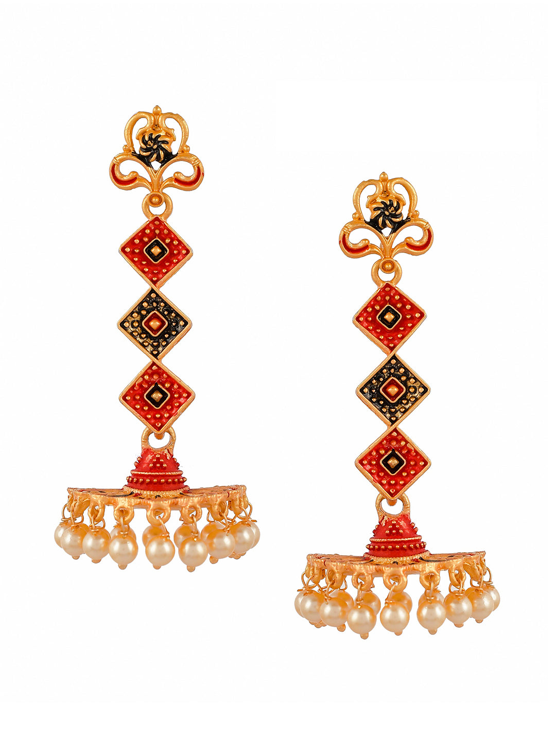 Shoshaa Gold-Toned Contemporary Jhumka Earrings | Grocsy