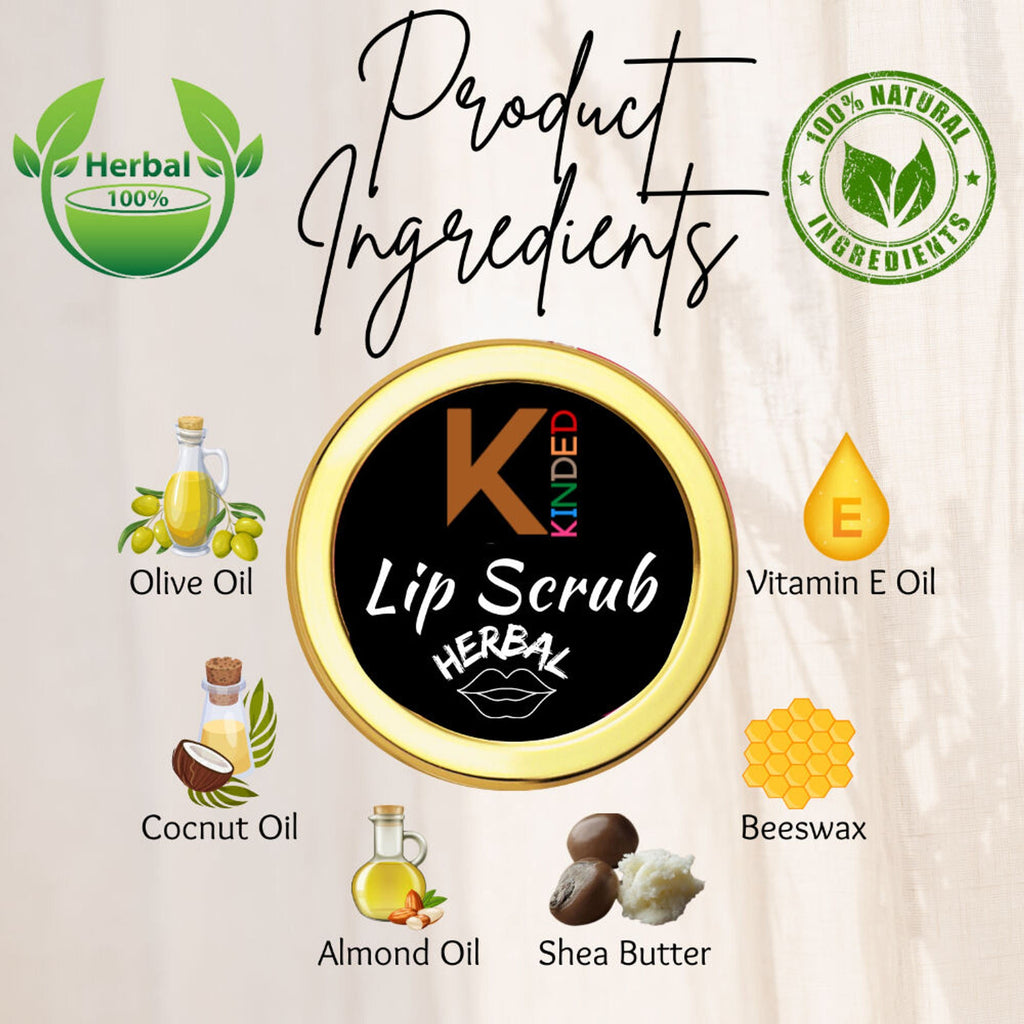 KINDED Lip Sugar Scrub Herbal Exfoliator - Mixed Fruit | Grocsy
