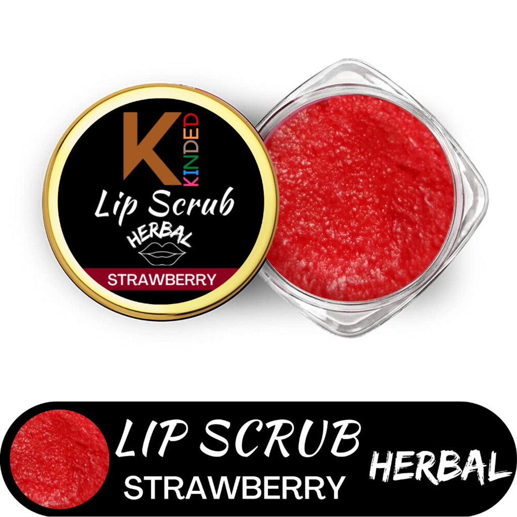 KINDED Lip Sugar Scrub Herbal Exfoliator - Strawberry | Grocsy