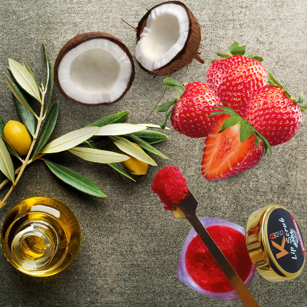 KINDED Lip Sugar Scrub Herbal Exfoliator - Strawberry | Grocsy