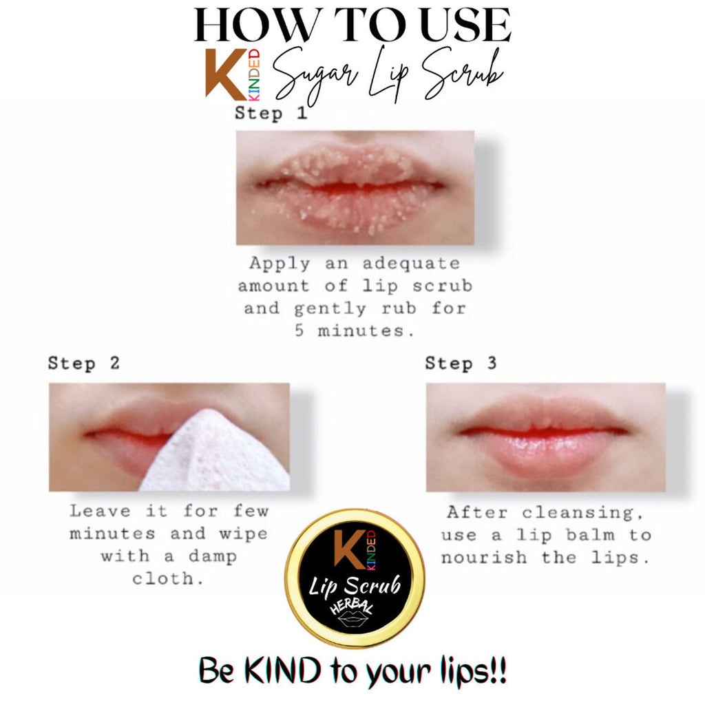 KINDED Lip Sugar Scrub Herbal Exfoliator - Rose | Grocsy