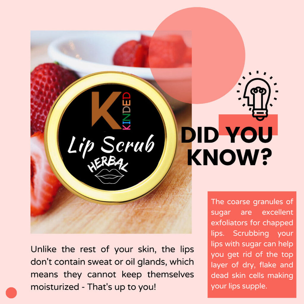 KINDED Lip Sugar Scrub Herbal Exfoliator - Rose | Grocsy