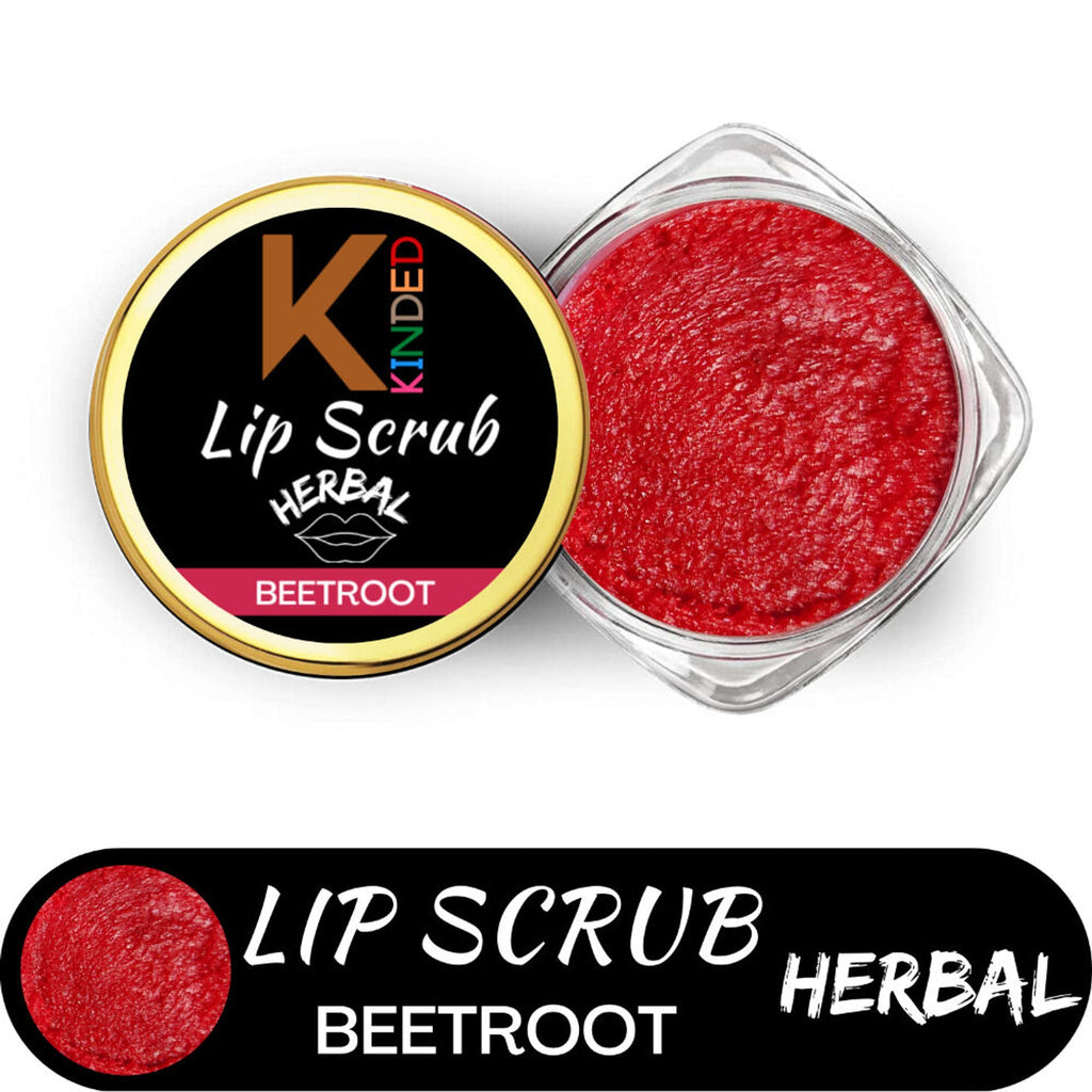 KINDED Lip Sugar Scrub Herbal Exfoliator - Beetroot | Grocsy