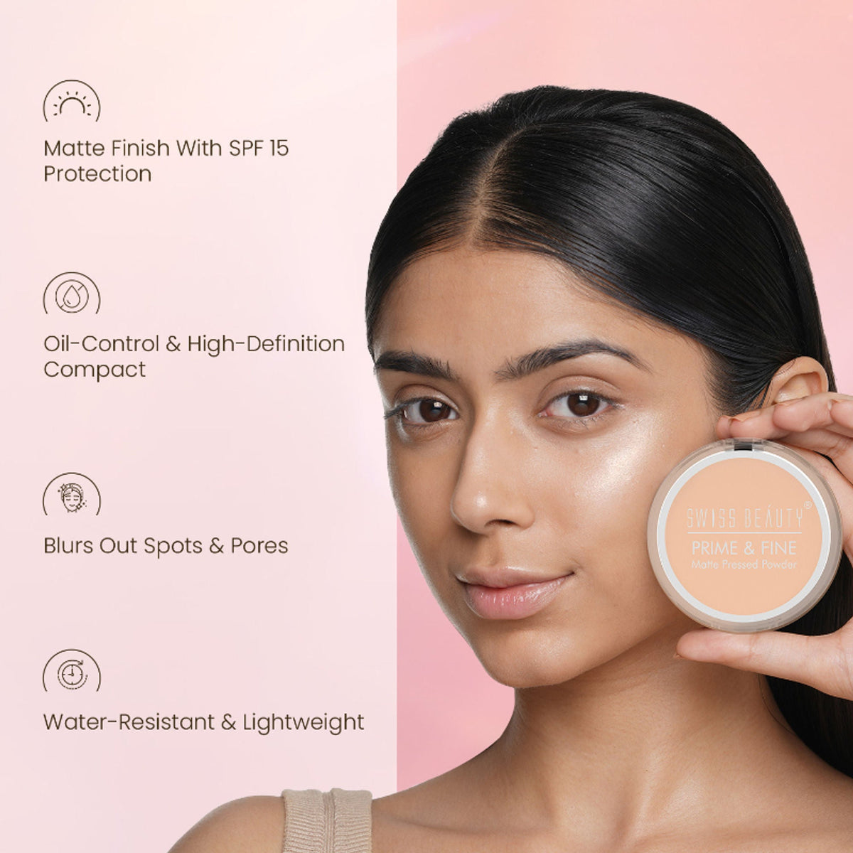 Swiss Beauty Prime & Fine Matte Pressed Powder - 1 Classic Ivory | Grocsy