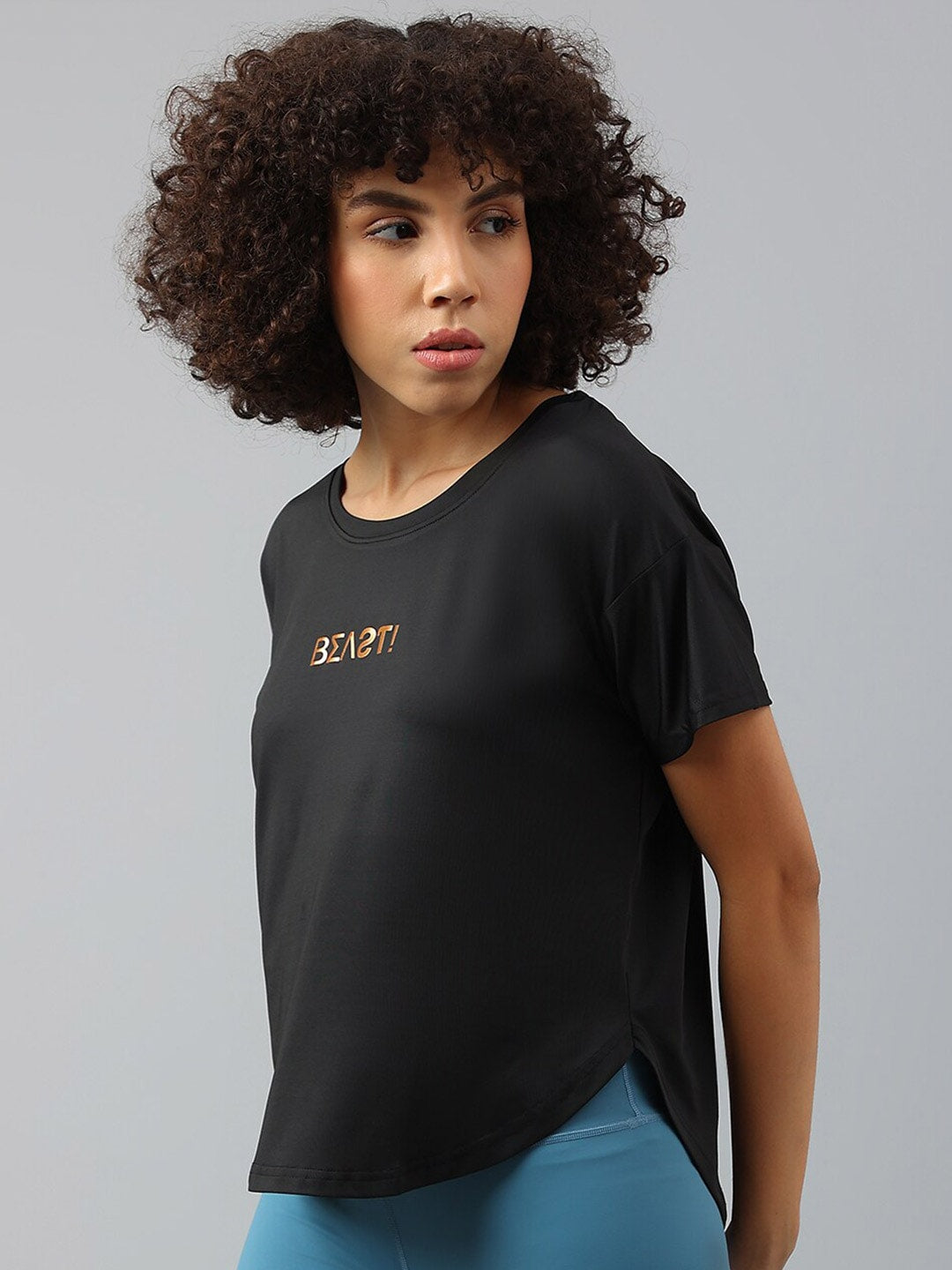 MKH Women Typography Drop-Shoulder Sleeves Dri-FIT Sports T-shirt | Grocsy