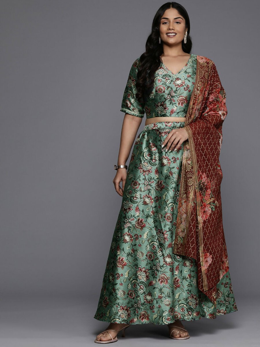 Ahalyaa Women's Traditional wear Lehenga Choli - Green | Grocsy