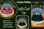 Unique Palette Wood Sofa for Laddu Gopal Ji|Round Singhasan Kanha Ji with Extra 2 Pillows | Grocsy
