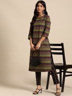 All About You Women Ethnic Motifs Printed Pure Cotton Kurta with Trousers | Grocsy