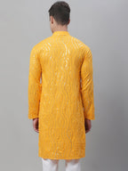 Sojanya Ethnic Motifs Embroidered Sequinned Pure Cotton Kurta | Grocsy