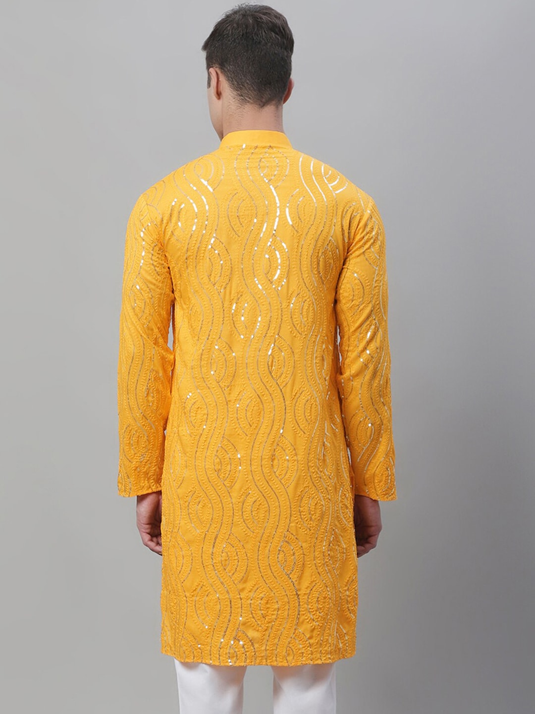 Sojanya Ethnic Motifs Embroidered Sequinned Pure Cotton Kurta | Grocsy