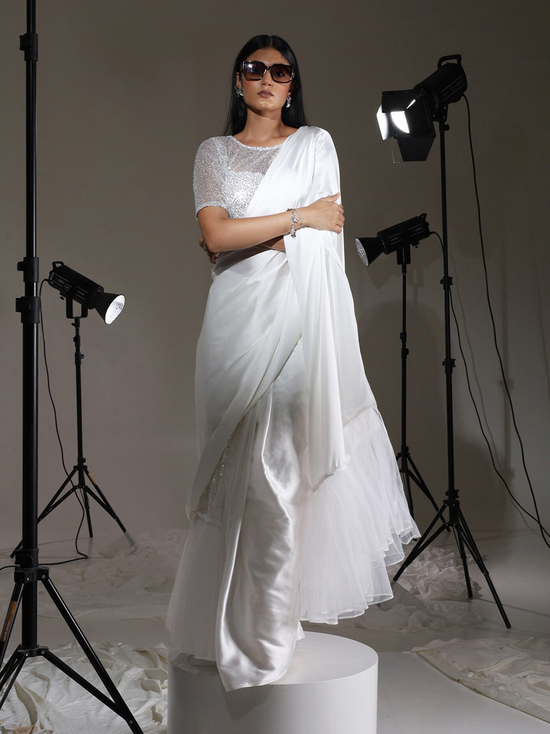 Tikhi Imli Embroidered Sequined Ready to Wear Saree | Grocsy