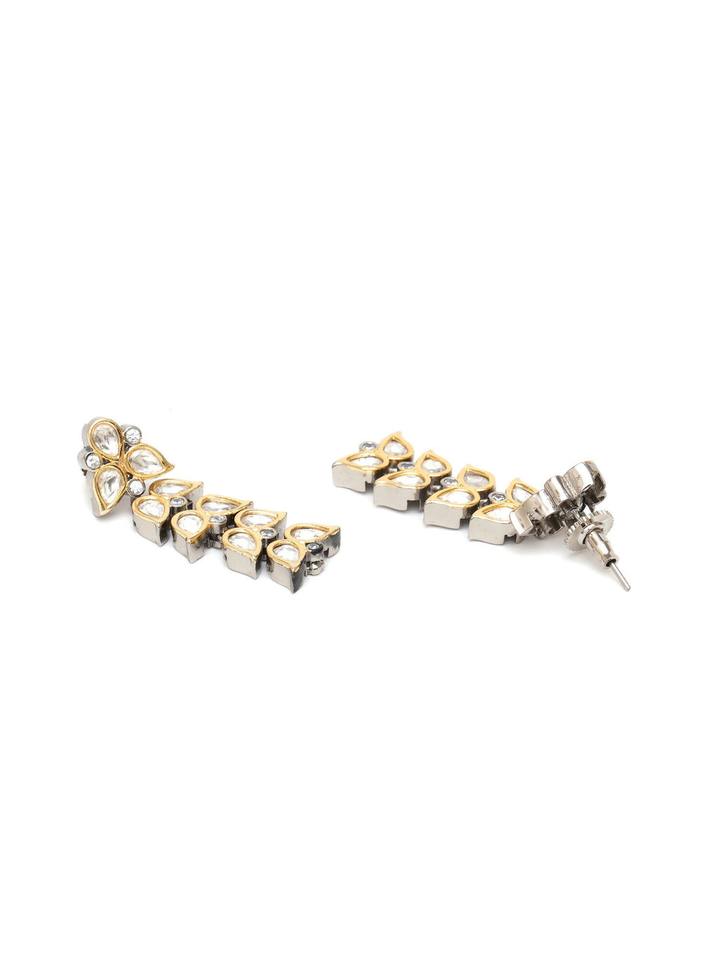 Long Kundan Earrings (silver) - Ruby Raang | Grocsy