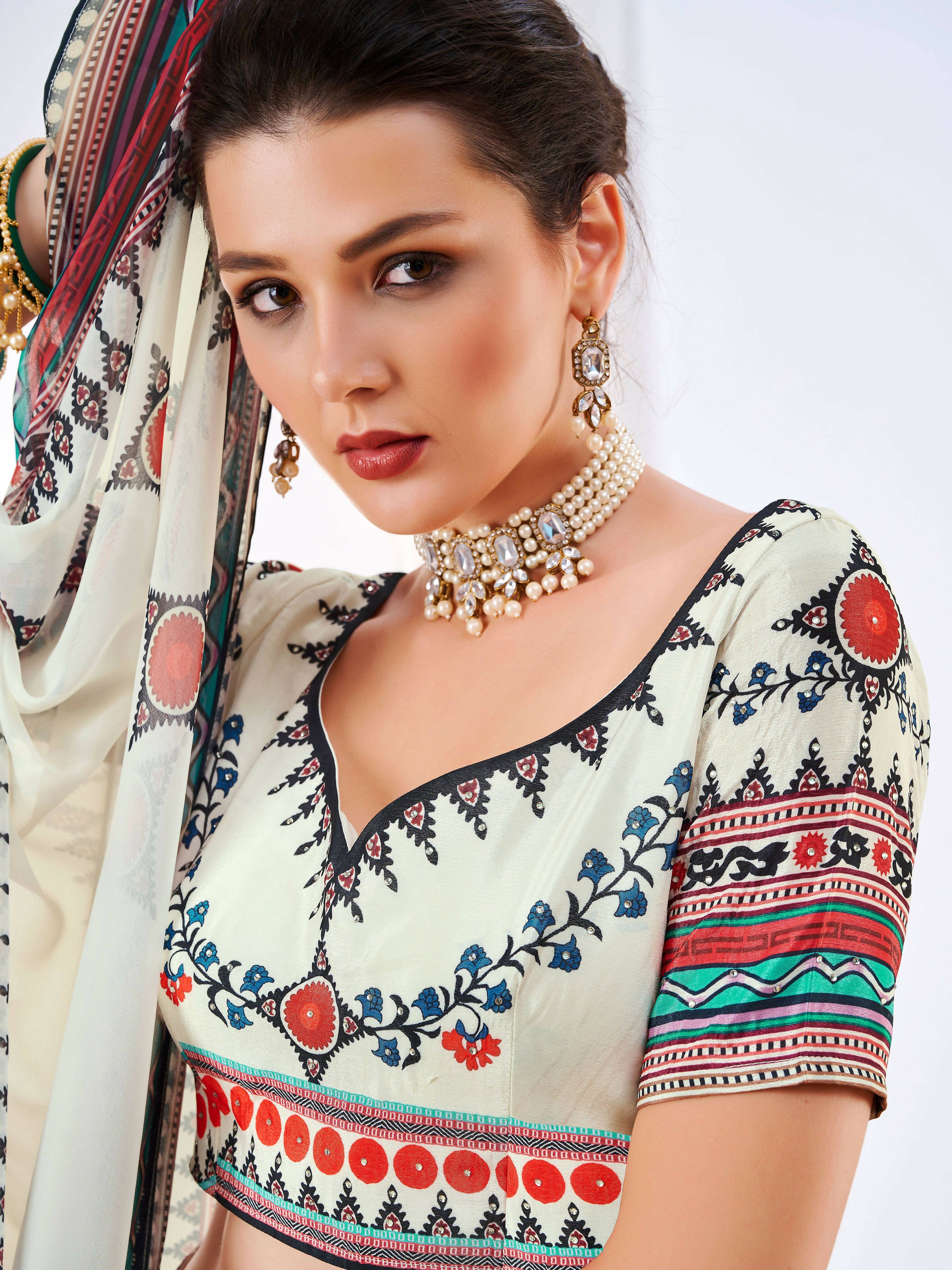 Wedding Designer White Chinon Lehengha Choli - Anbazaar | Grocsy