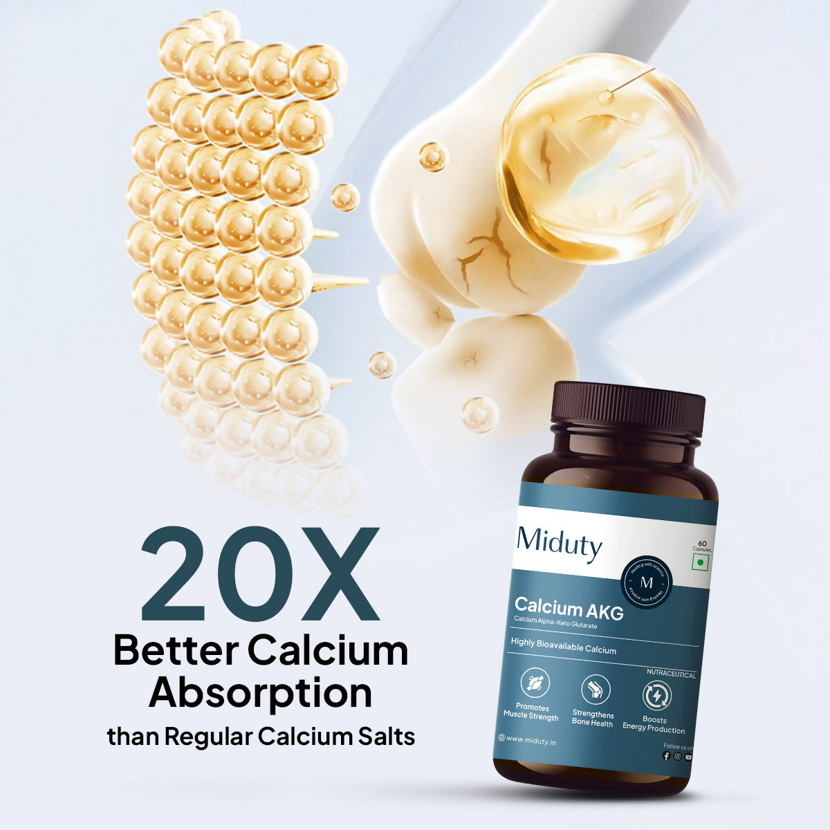 Miduty by Palak Notes Calcium Alpha-Ketoglutarate (AKG) Capsules | Grocsy