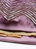 House of Panchhi Lavender - Net Embroidered Lehenga with Zig-Zag Pattern | Grocsy