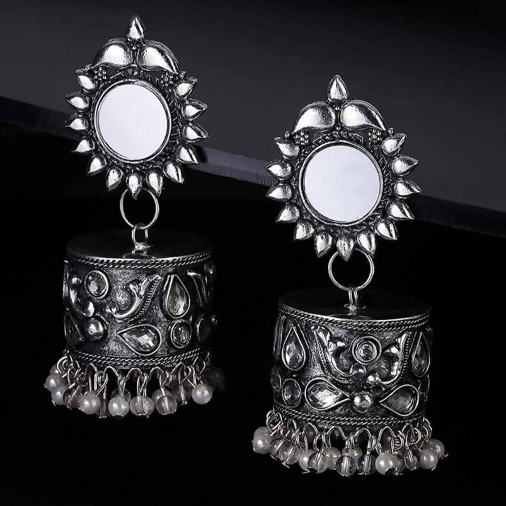 Mominos Fashion Oxidised Silver plated With Stone Earrings | Grocsy