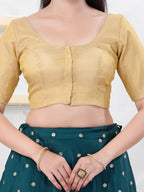 Joban Fashion Gold Tissue Elbow Sleeveless Front Open Blouse | Grocsy