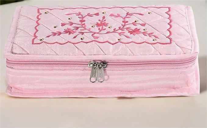 Asmaani 7 Pocket Light Pink Embroidery Jewellery Kit | Grocsy