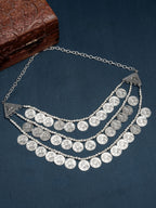 NVR Women's 3 Layered Artificial Beads German Silver Oxidised Necklace | Grocsy
