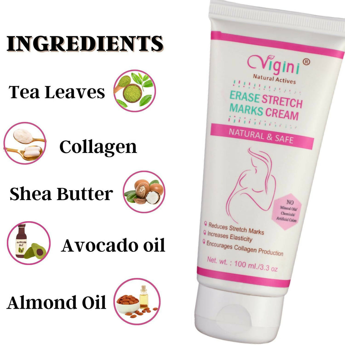 Vigini Natural Actives Stretch Marks Scars Removal Oil Cream | Grocsy