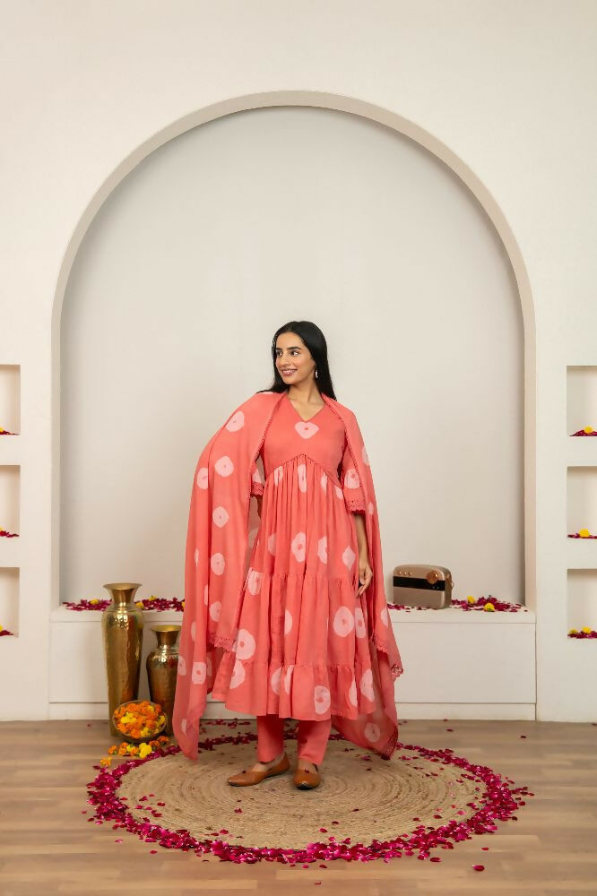 Joban Fashion Pink Tie & Dye Cotton Suit Set | Grocsy