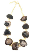 Bling Accessories Black Agate Natural Stone Statement Necklace | Grocsy