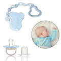 Safe-O-Kid Animal Design Silicone Pacifier/Soother With Holder Chain And Clip, Blue Bear | Grocsy