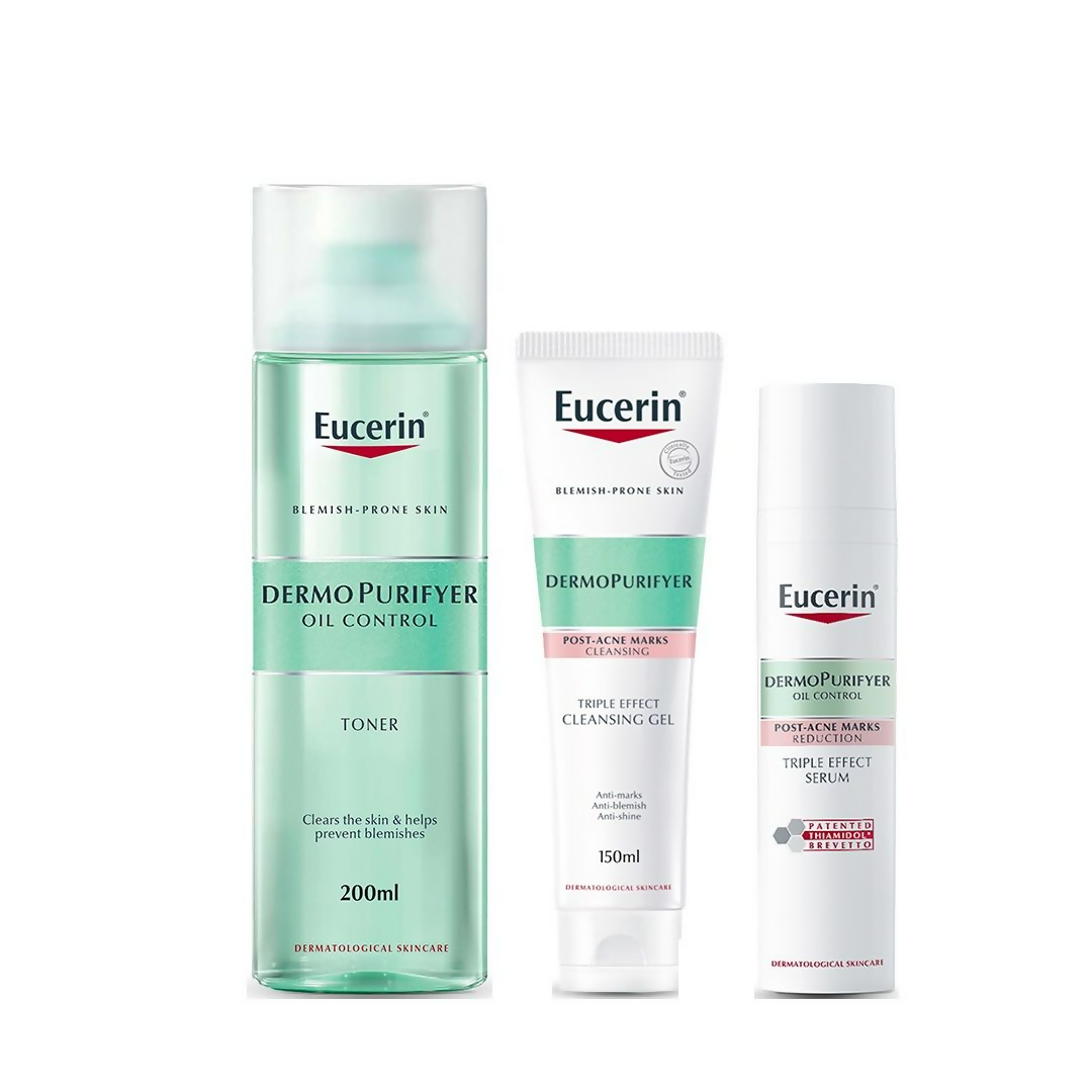 Eucerin Dermopurifyer Toner Cleansing Gel & Serum Combo | Grocsy