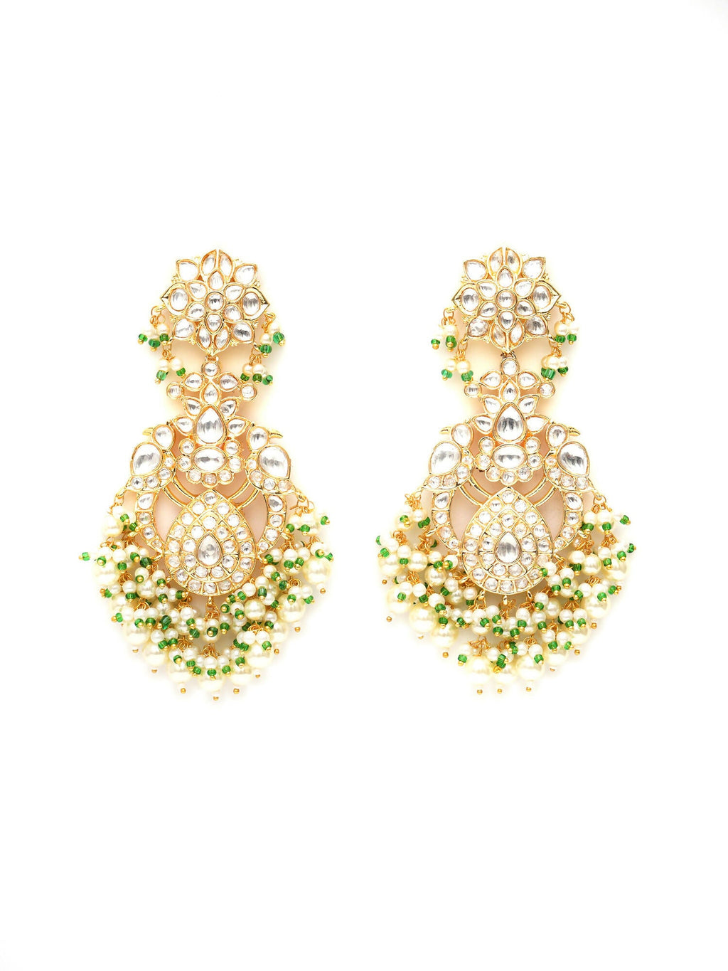 Kundan Chand Earrings (Gold) - Ruby Raang