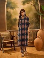Joban Fashion Printed Navy Blue Pure Cotton Kurta Set | Grocsy