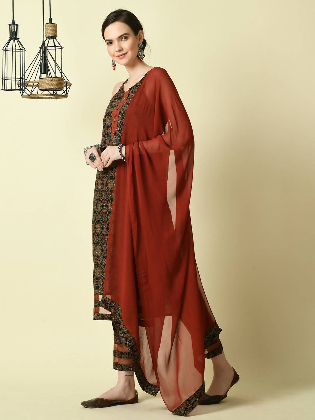 Myshka Women's Multi Straight Kurta & Trousers With Dupatta | Grocsy